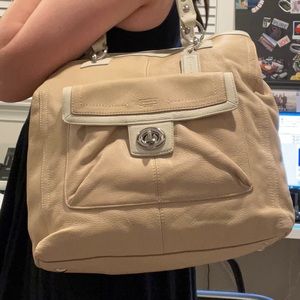 Coach Penelope Tan and Ivory
Pebbled Leather Bag NWT